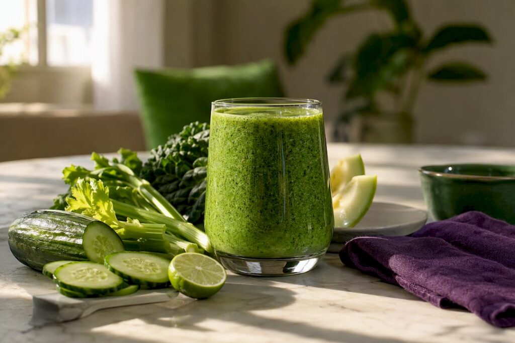 Green smoothie with alkaline ingredients